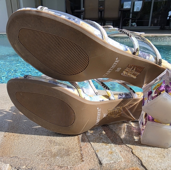 L'Artiste By Spring Step Adorned-Brile Floral Butterfly Wedges EU 38 US 8 - Picture 7 of 8